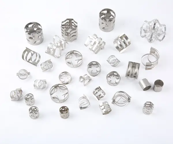 Various types of random packing materials against a white background