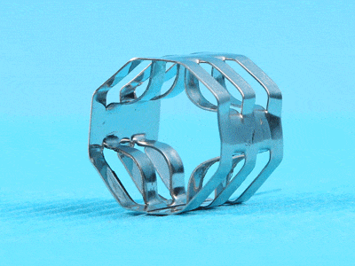 A 360° overview of metallic VSP ring on the blue background.