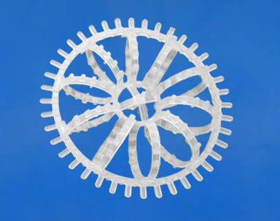 There is a plastic teller rosette ring. Ten small rings are arranged in radial direction in its ring-shaped structure.