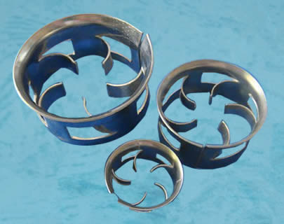 Three metal cascade mini rings in different sizes.